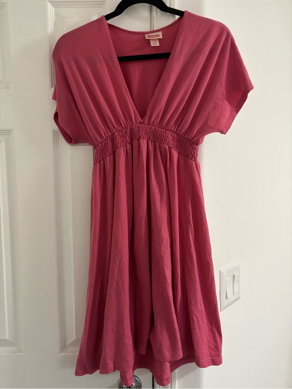 Pink Empire-Waist V-Neck Dress